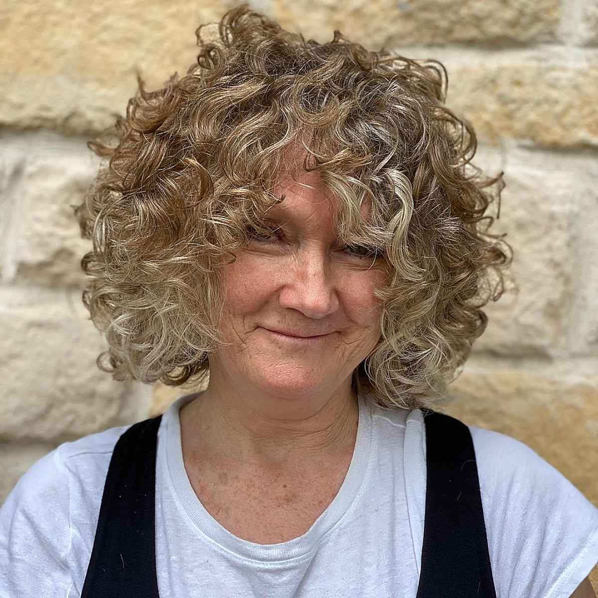 curly bob for thick hair and women past 60