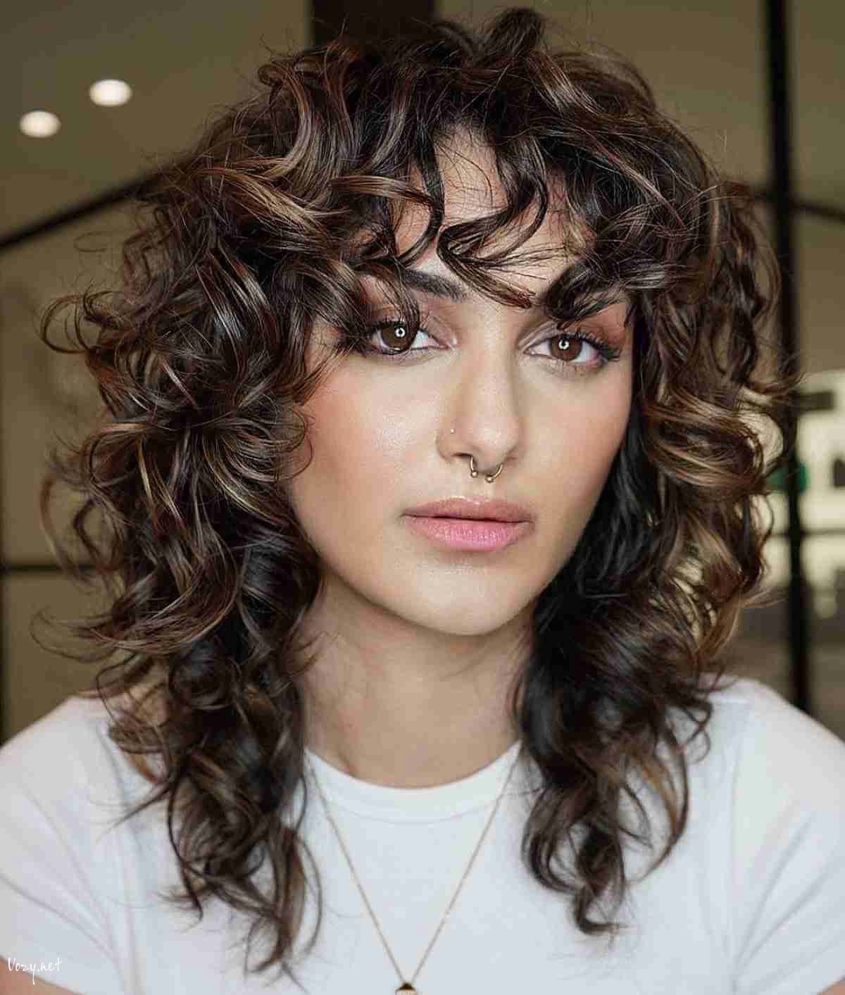 curly shaggy balayage