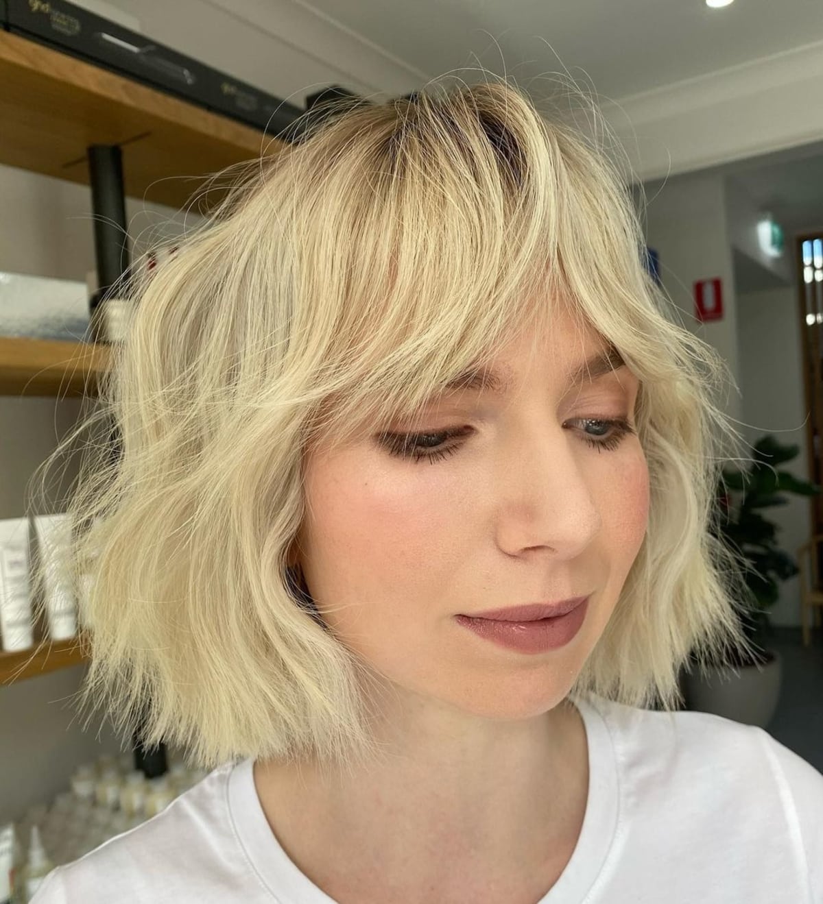 curtain bangs on a bob haircut