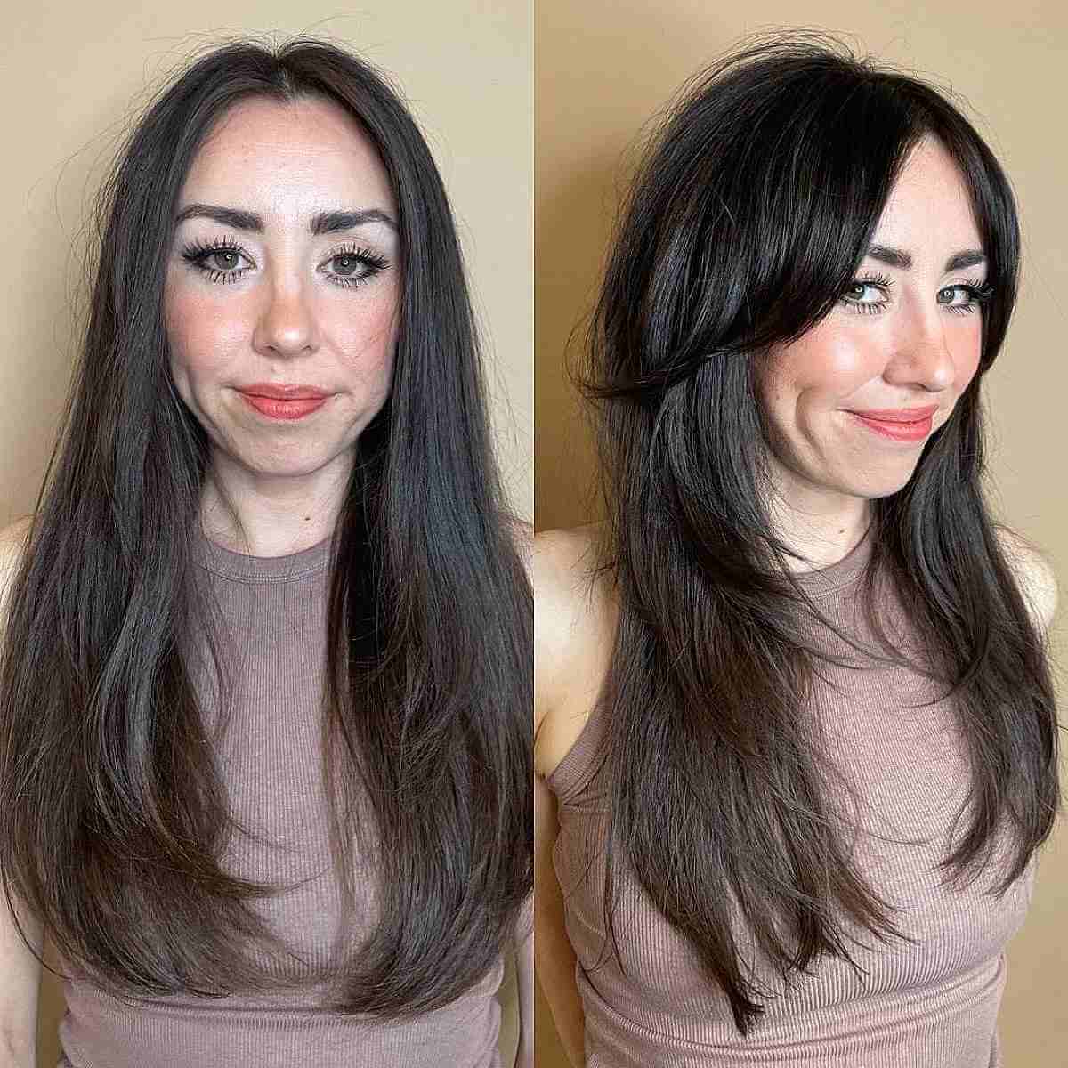 curtain bangs on long straight hair