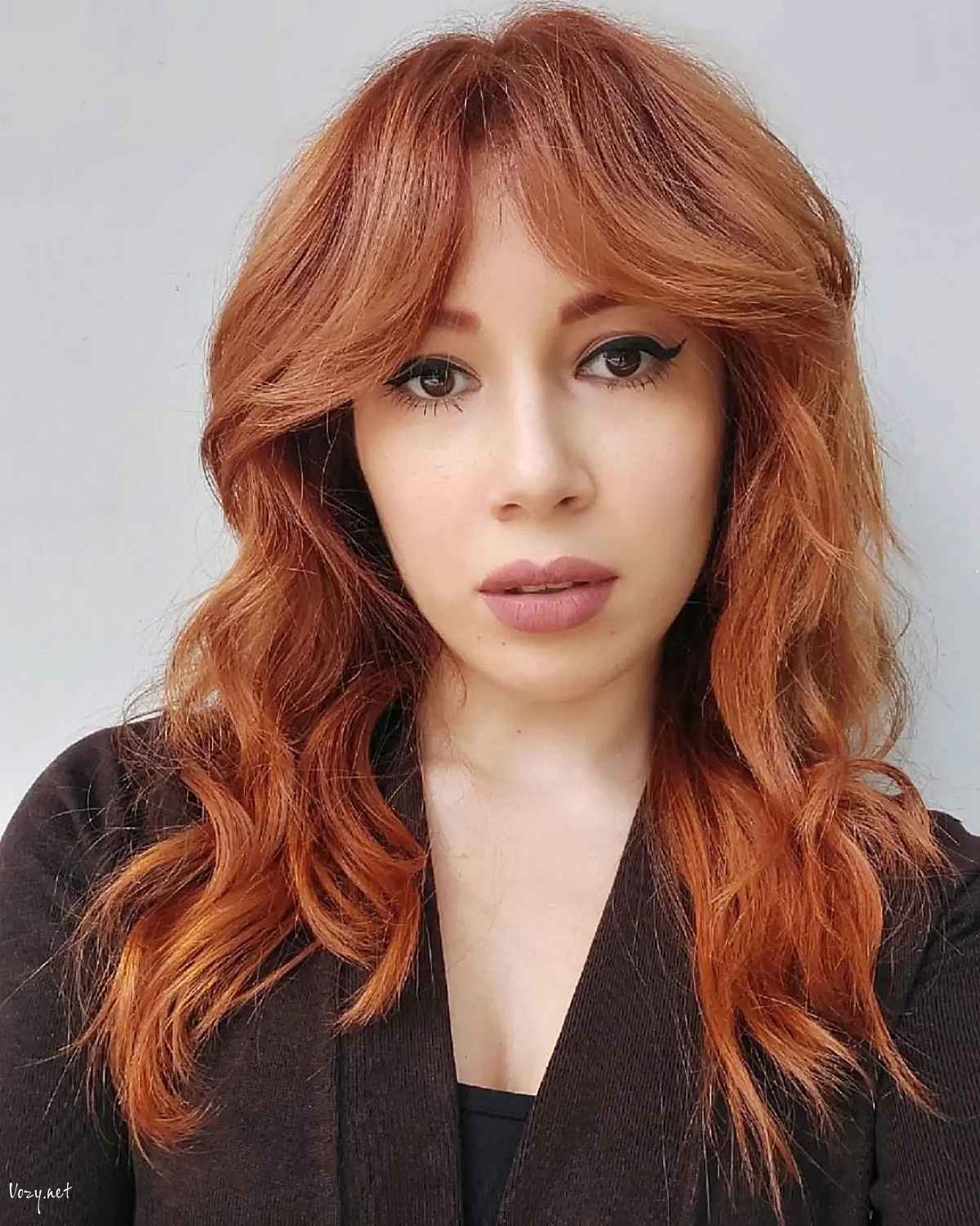 curtain bangs on loose curls
