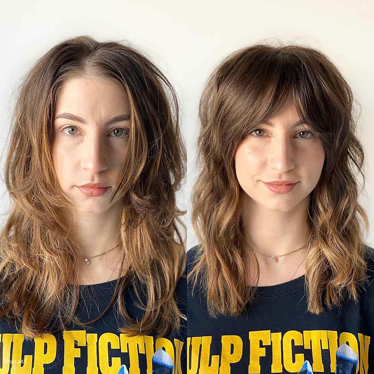 curtain bangs with beach waves