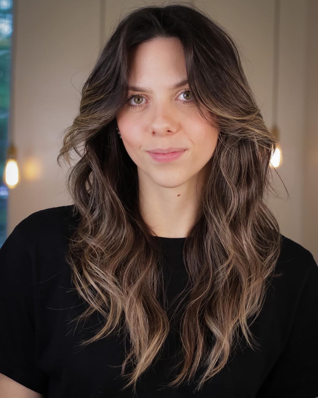 cute center part shag for long hair