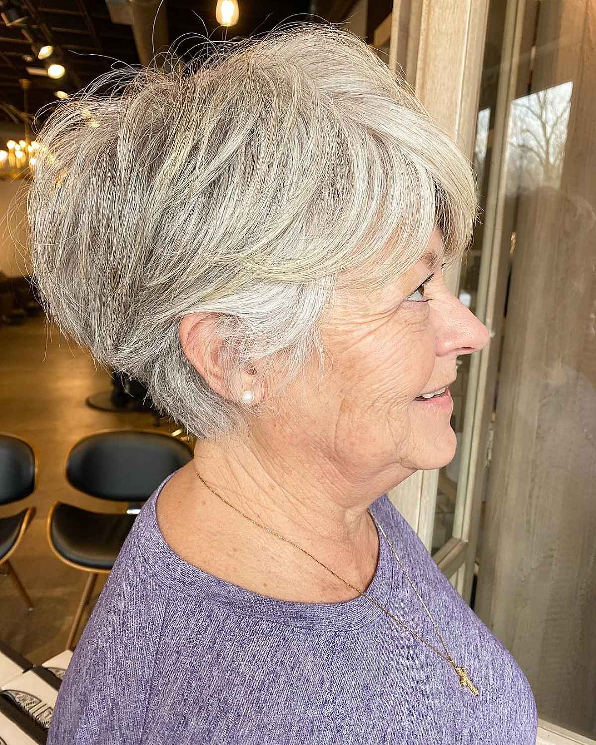 cute pixie bob for women over sixty with gray hair