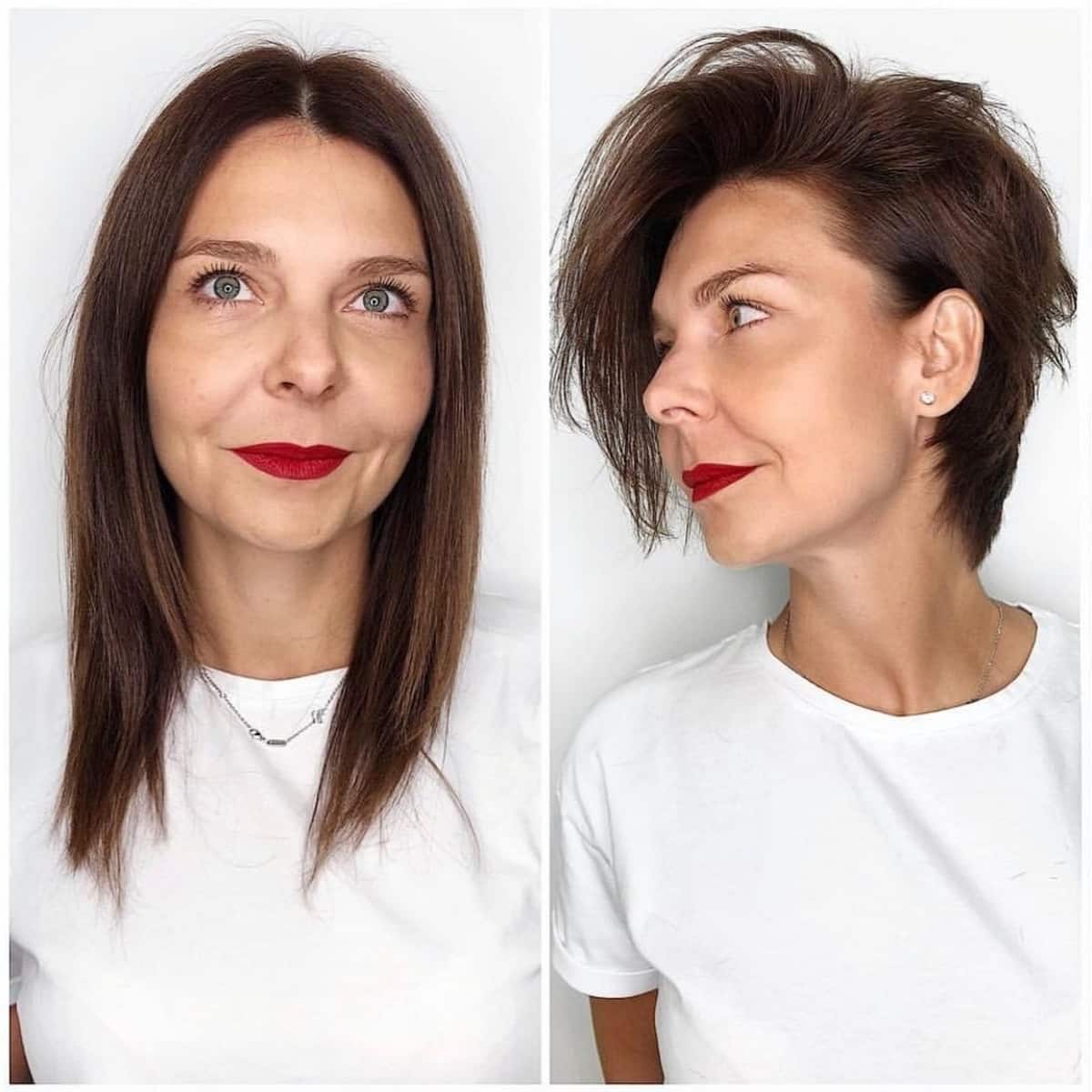 dark brown lived in pixie cut for women over 50