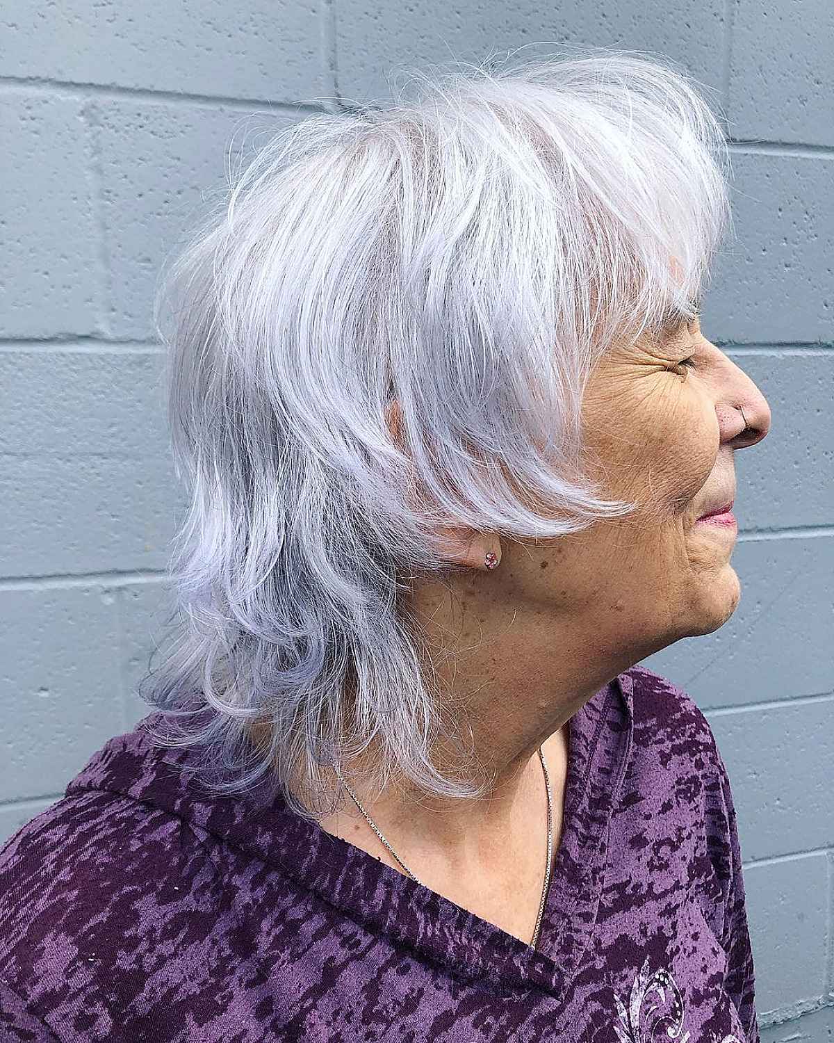 disconnected shag cut for women age 60 with thin hair