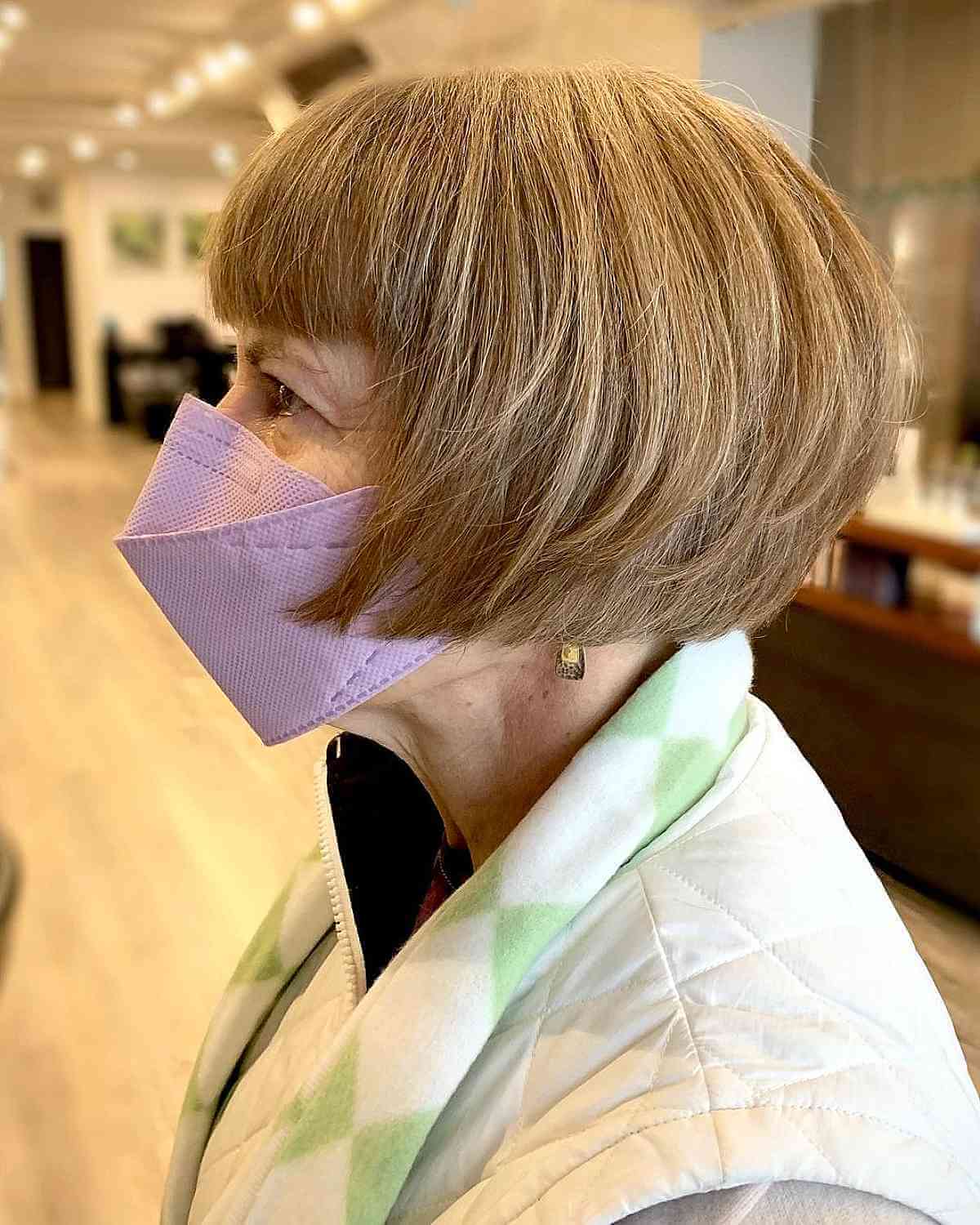 ear length french bob for a 70 year old woman