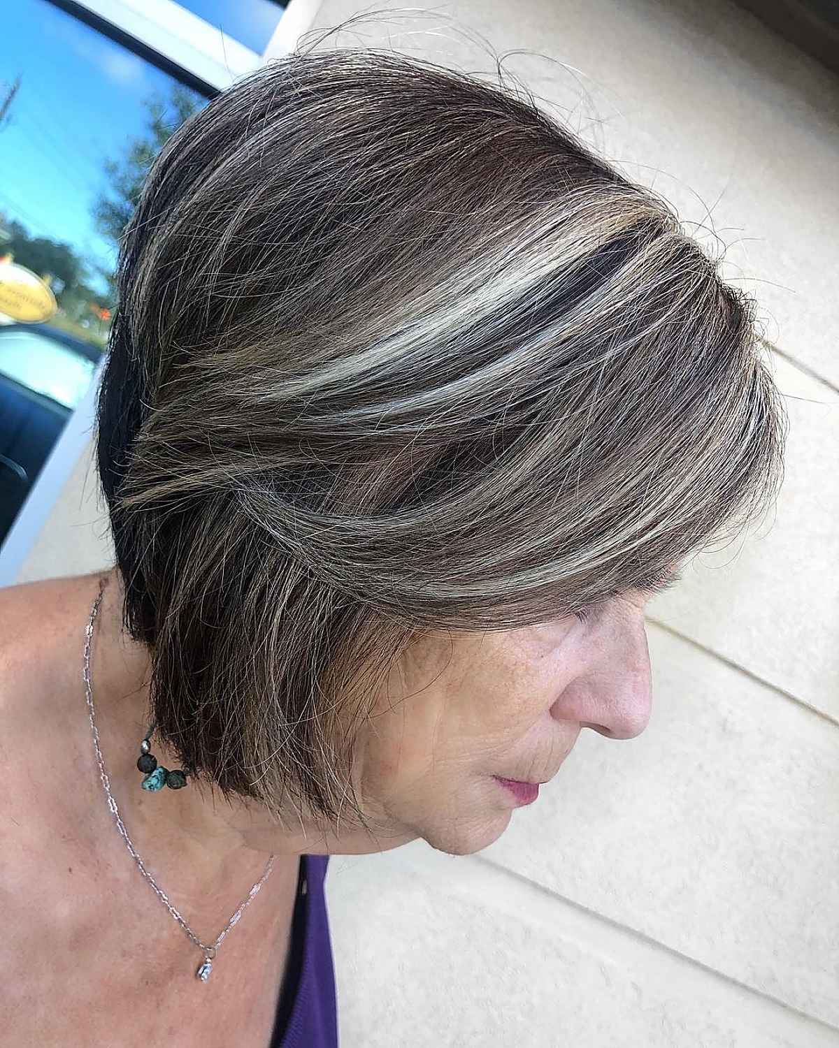 easy angled bob with soft layers for 60 year olds