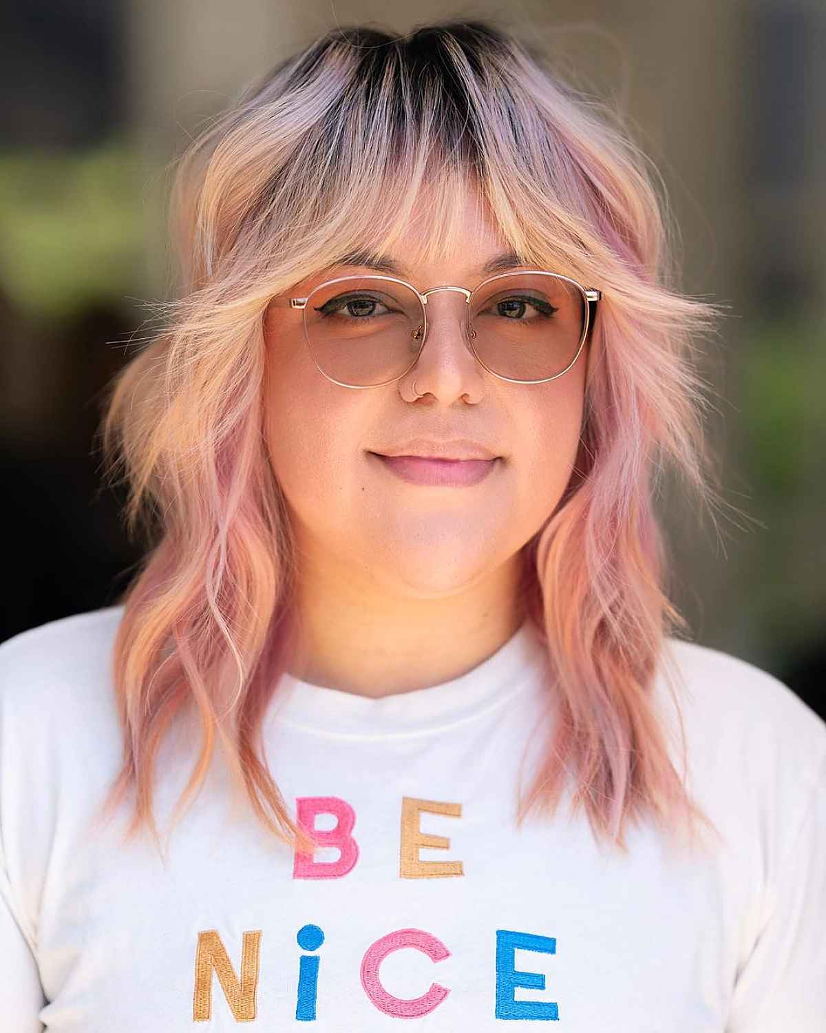 edgy layered shag with curtain fringe