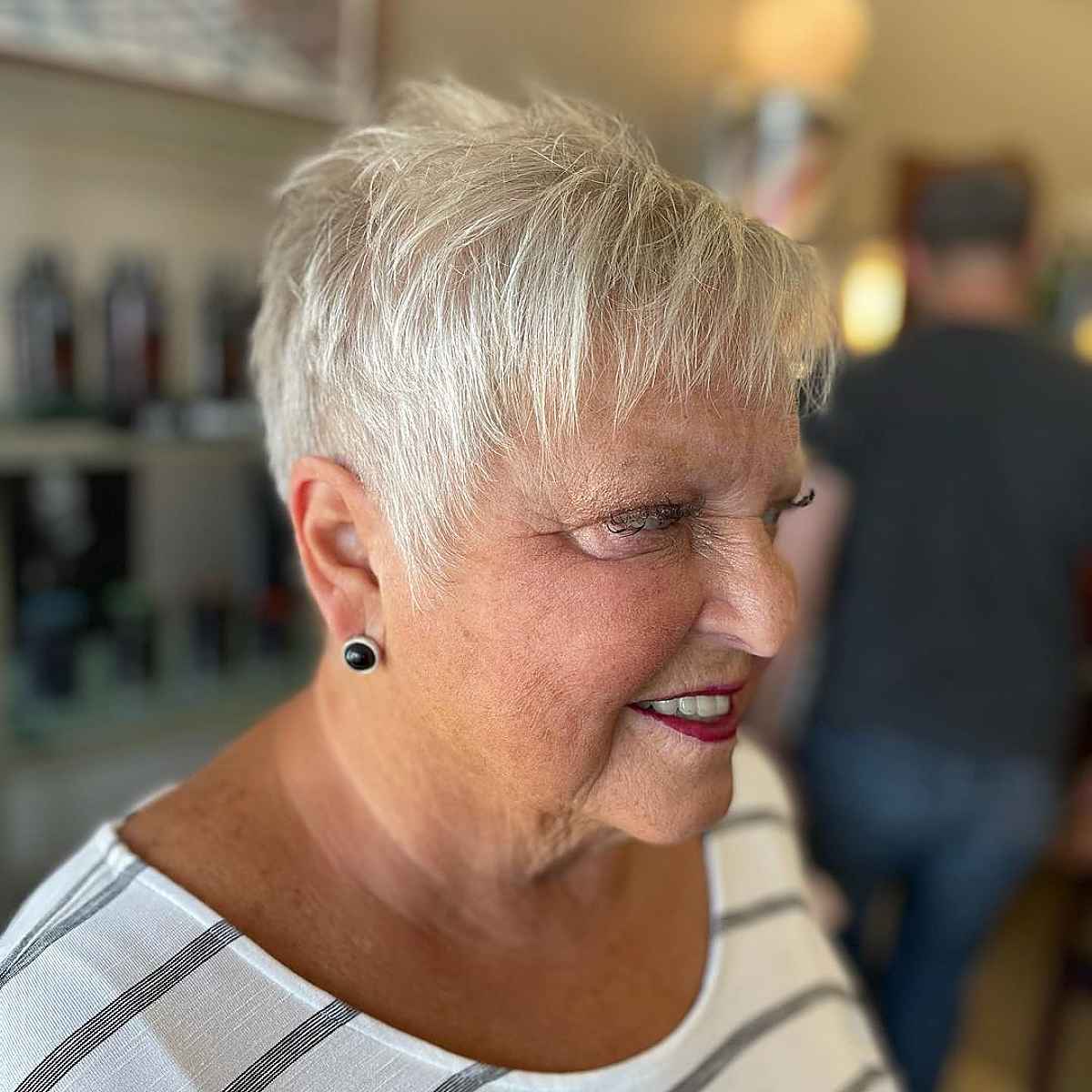 edgy pixie with bangs for women 60 and up