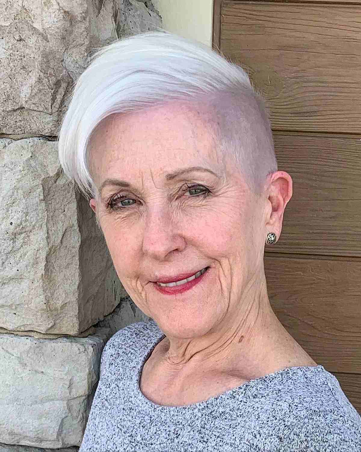 edgy pixie with shaved sides for 70 year olds