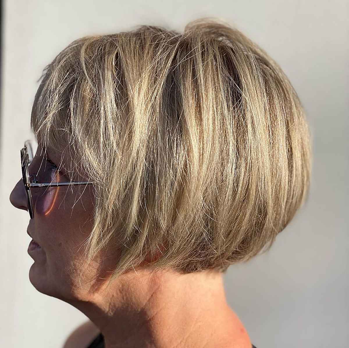 extra short french bob for women over 60 with glasses