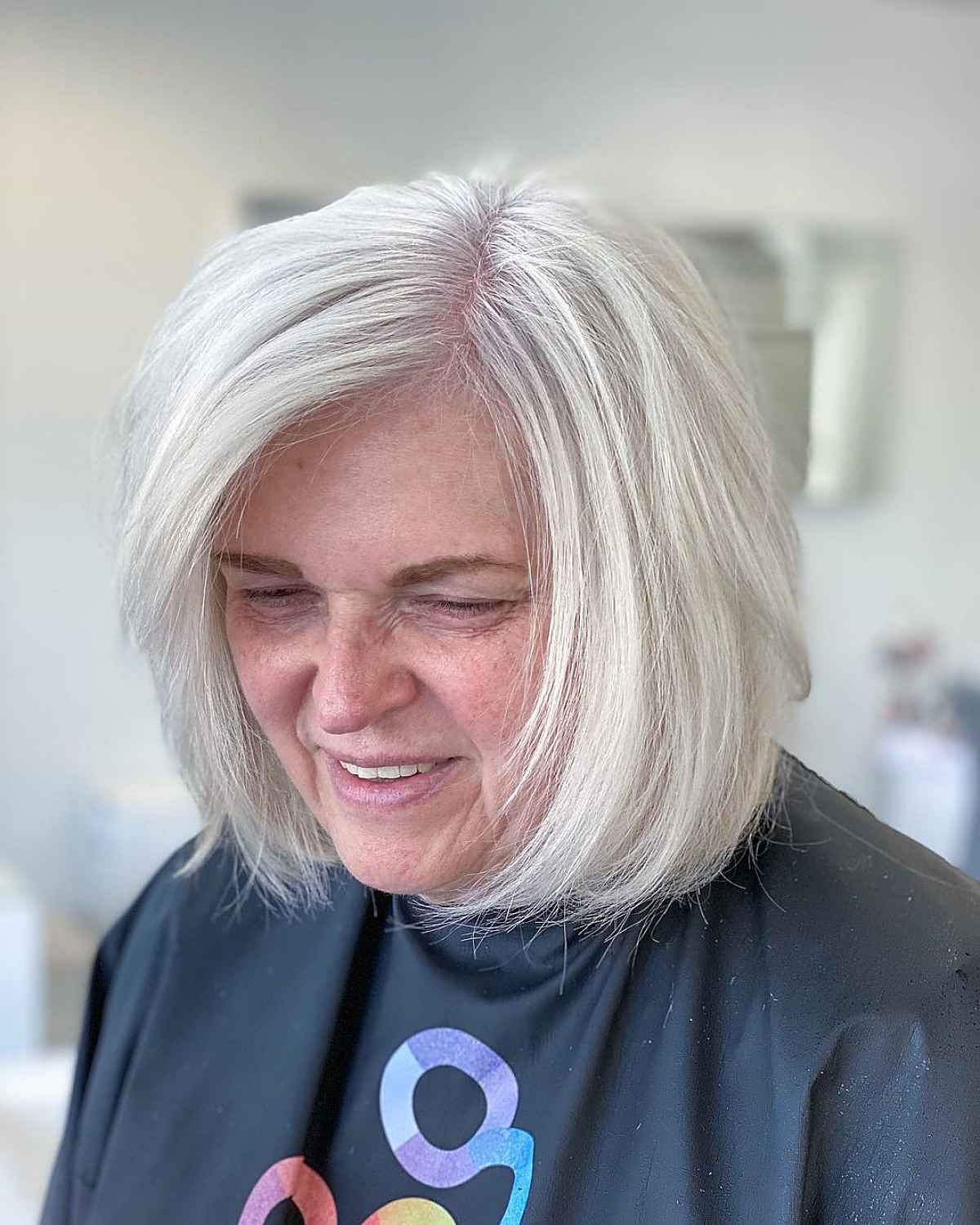face framing layered bob cut for women sixty and up