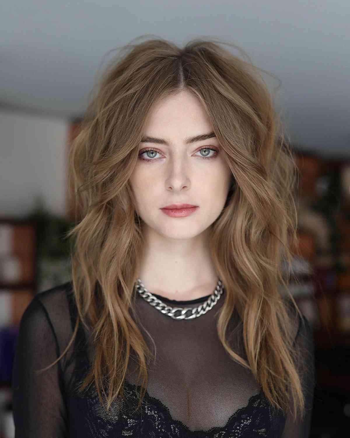 face framing shaggy layers for long hair