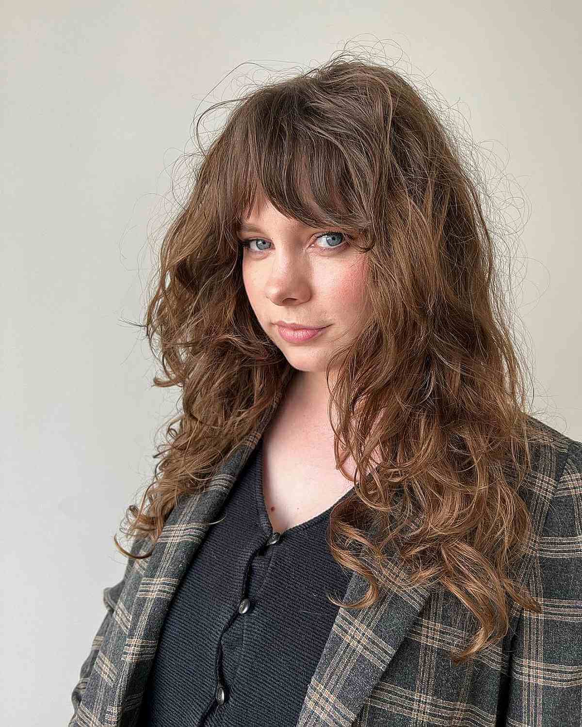 flattering shag for slightly curly and long hair