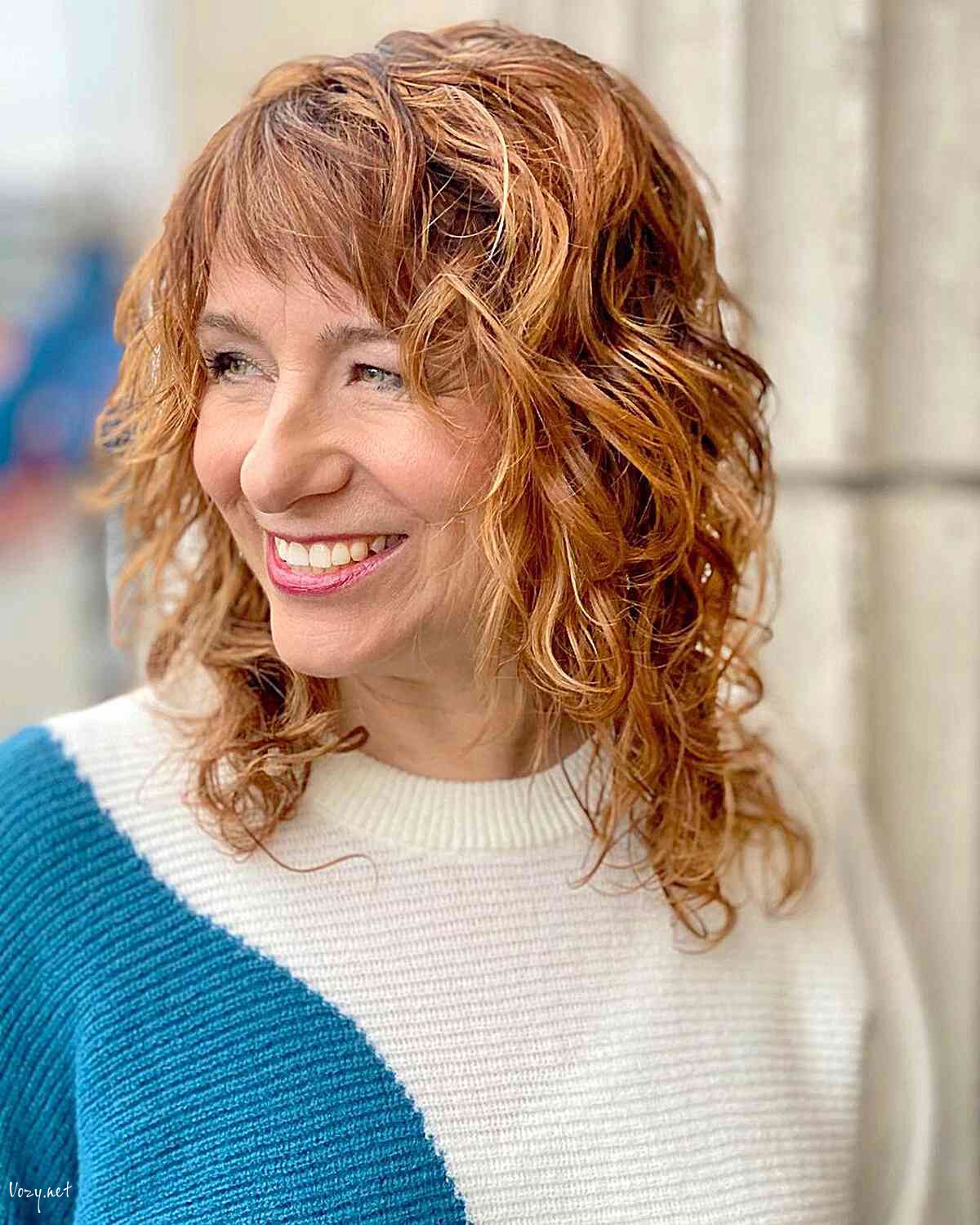 gorgeous copper shag with messy curls 1