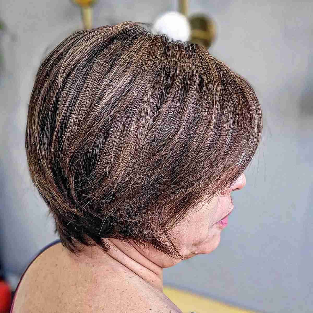 graduated bob on brunette hair for older women