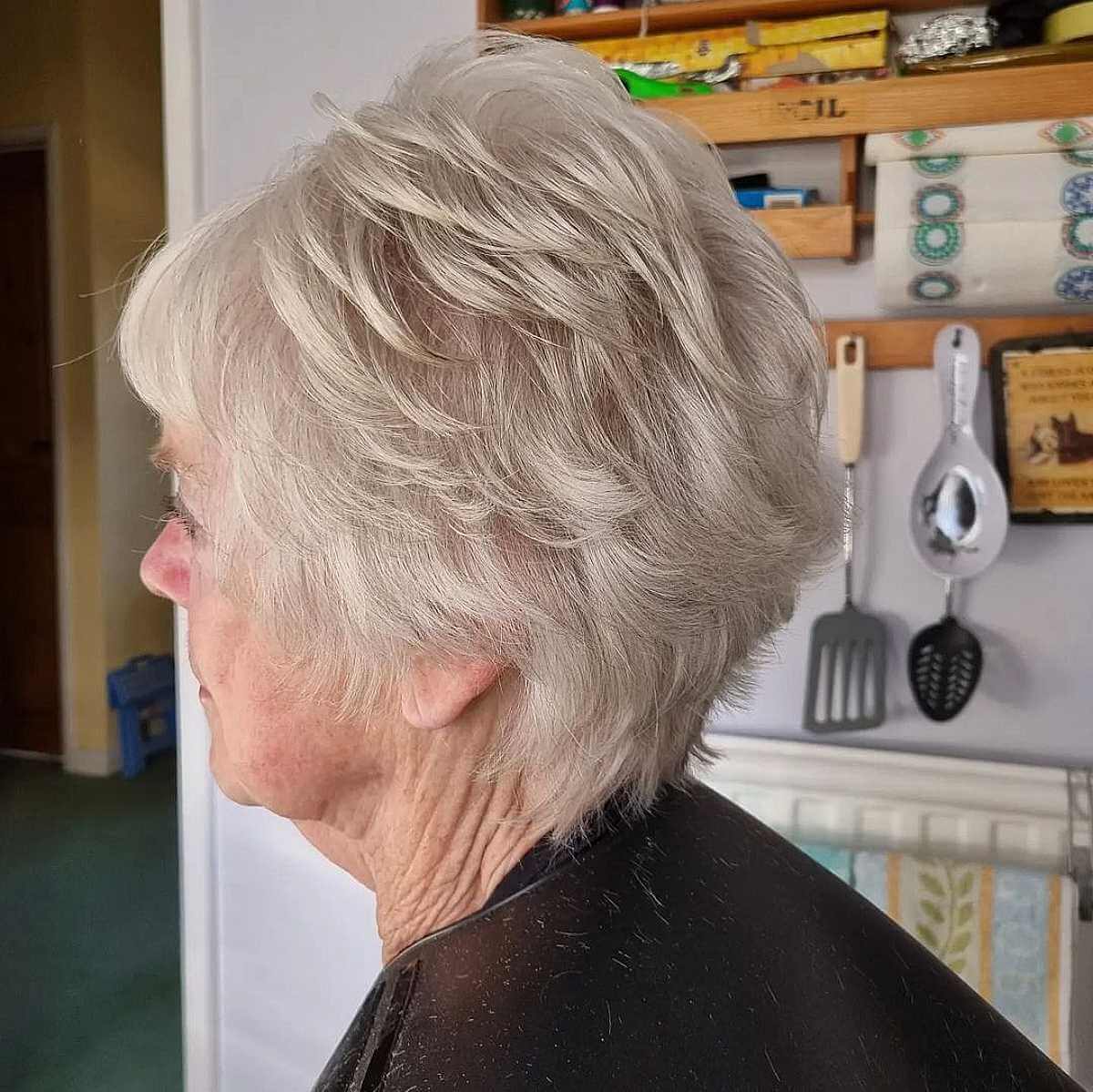 graduated choppy layers on short hair for ladies seventy and over