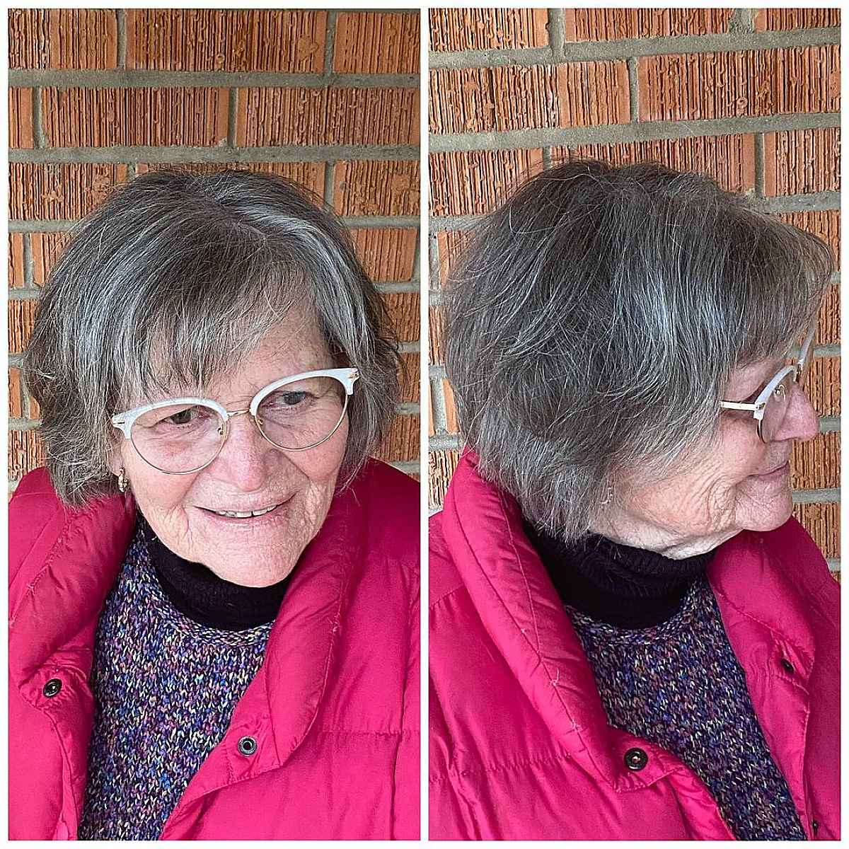 gray bob with layers and bangs for women passed 70