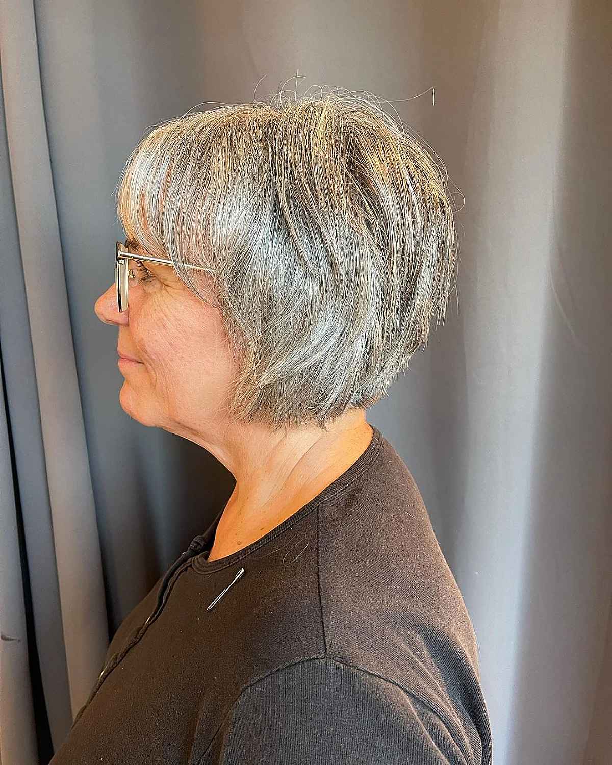 gray pixie bob for edgy 70 year olds