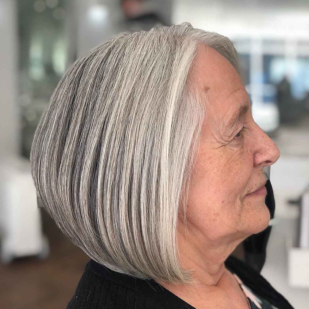 grey bob for fine hair for ladies in their 60s