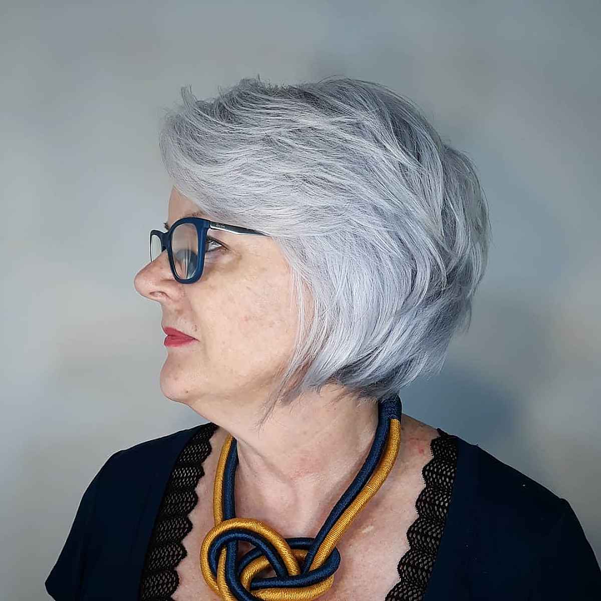 grey textured bob for older women 70