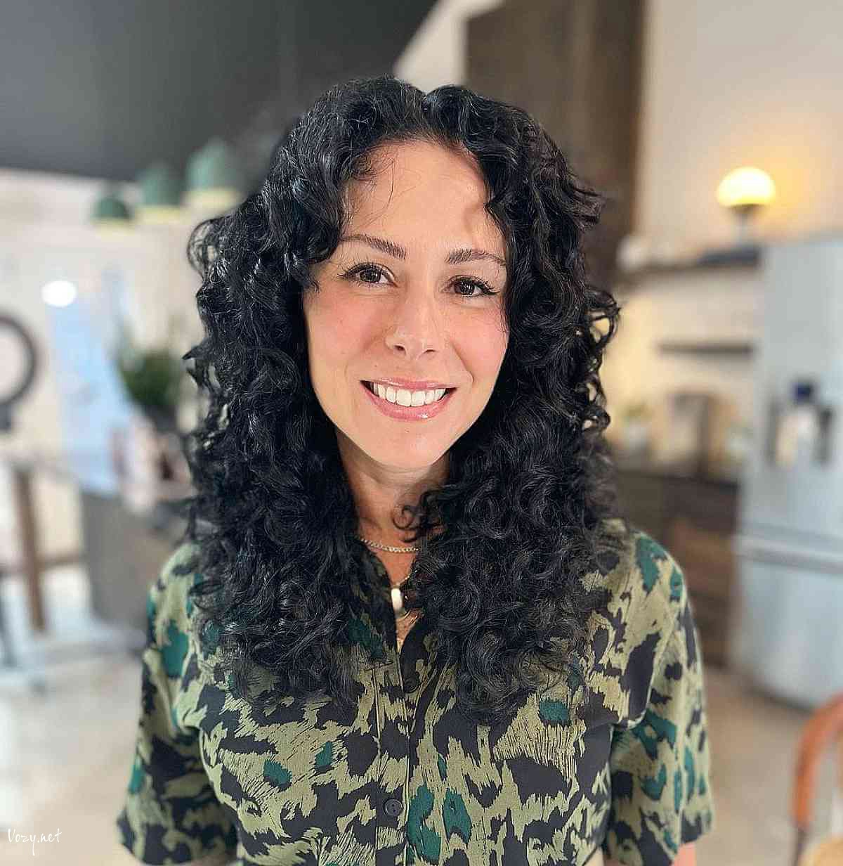 heavily layered curly cut