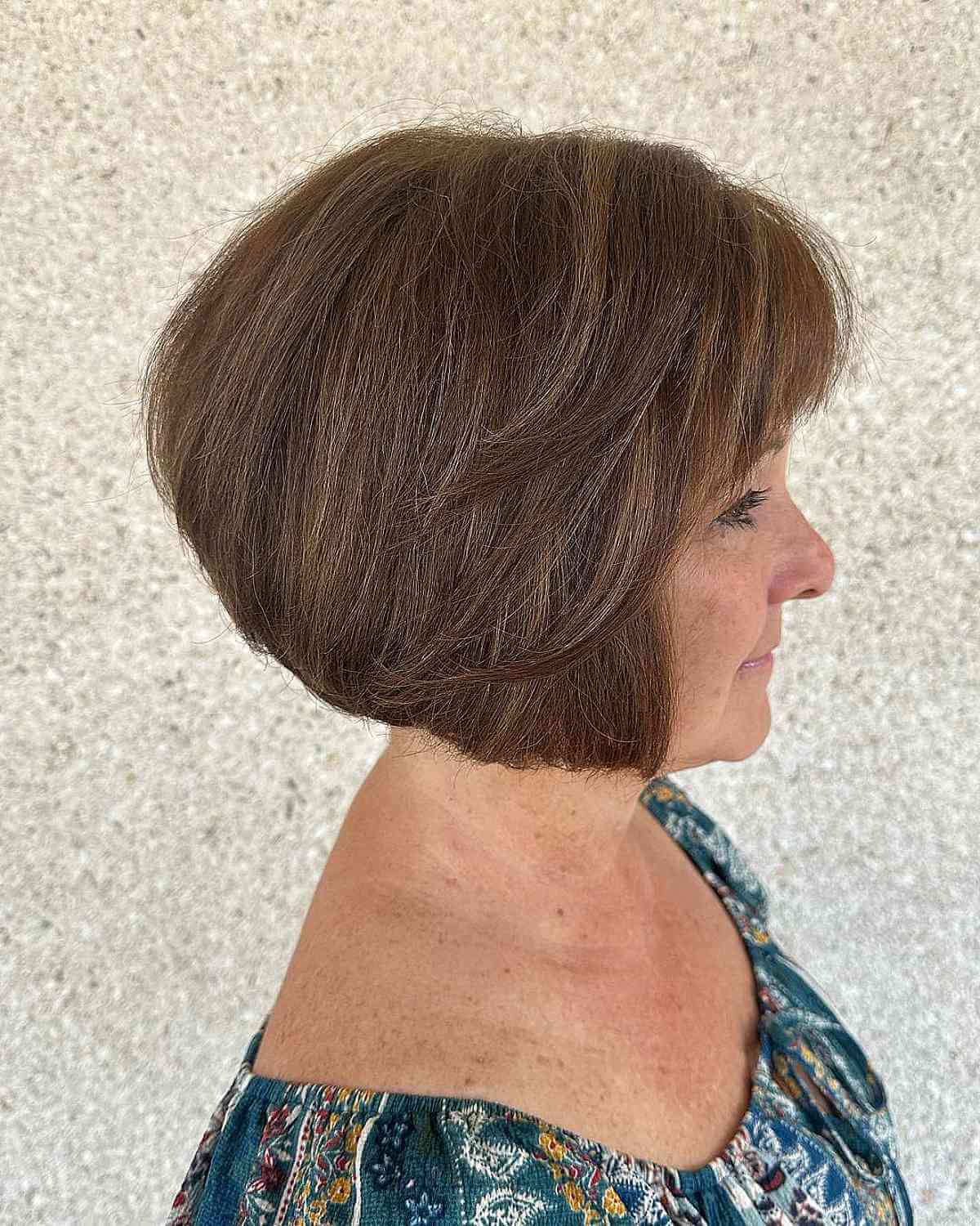 high stacked bob with layers for 50 year old ladies