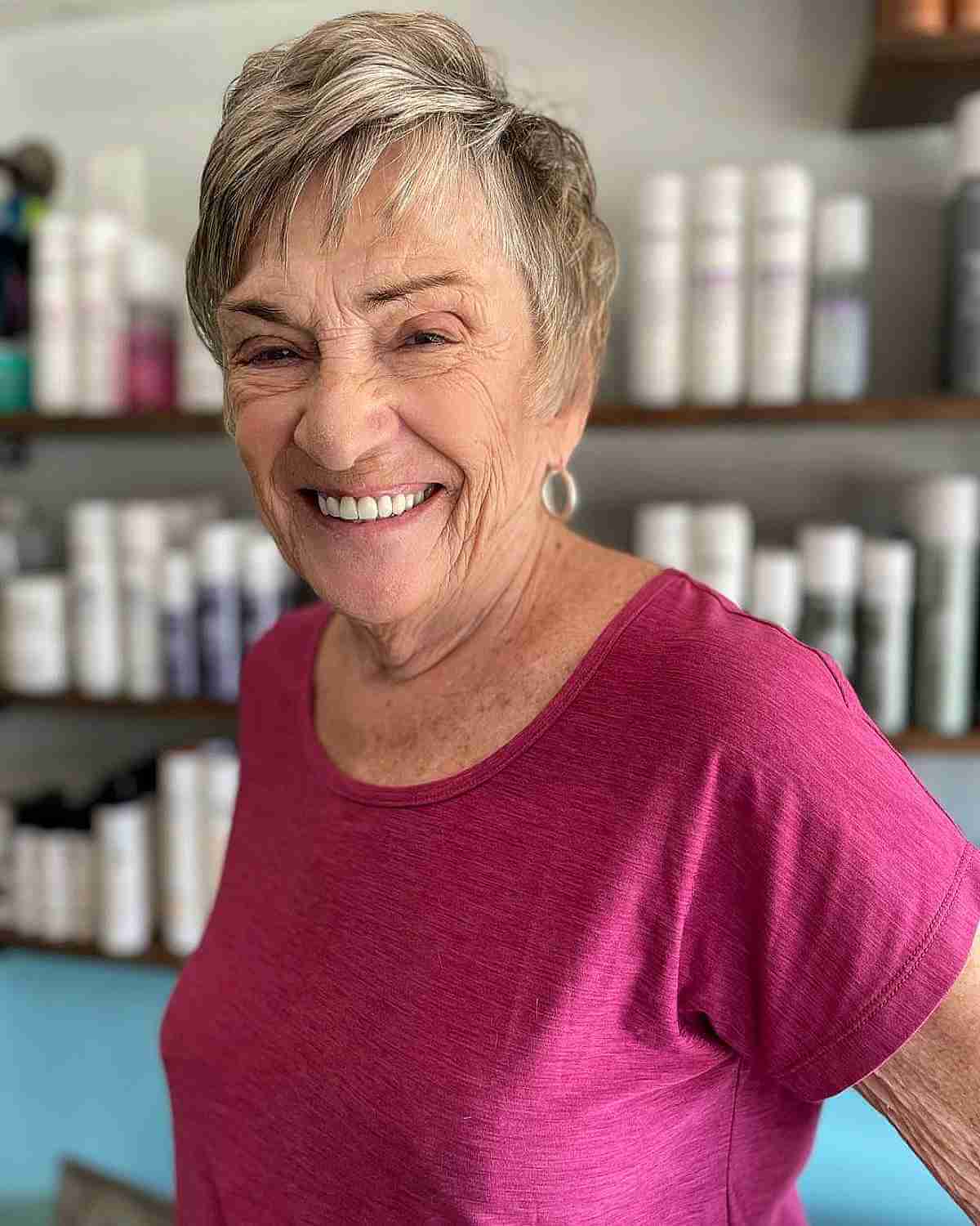 highlighted pixie hair for women 70 and up