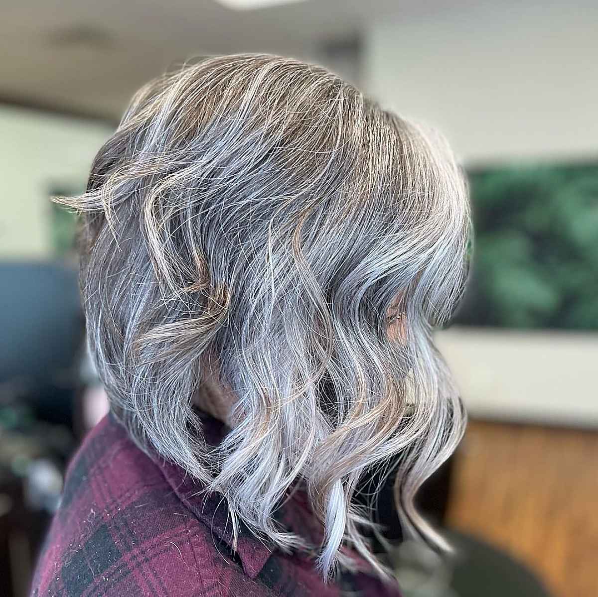 layered a line haircut with waves for older ladies over 60