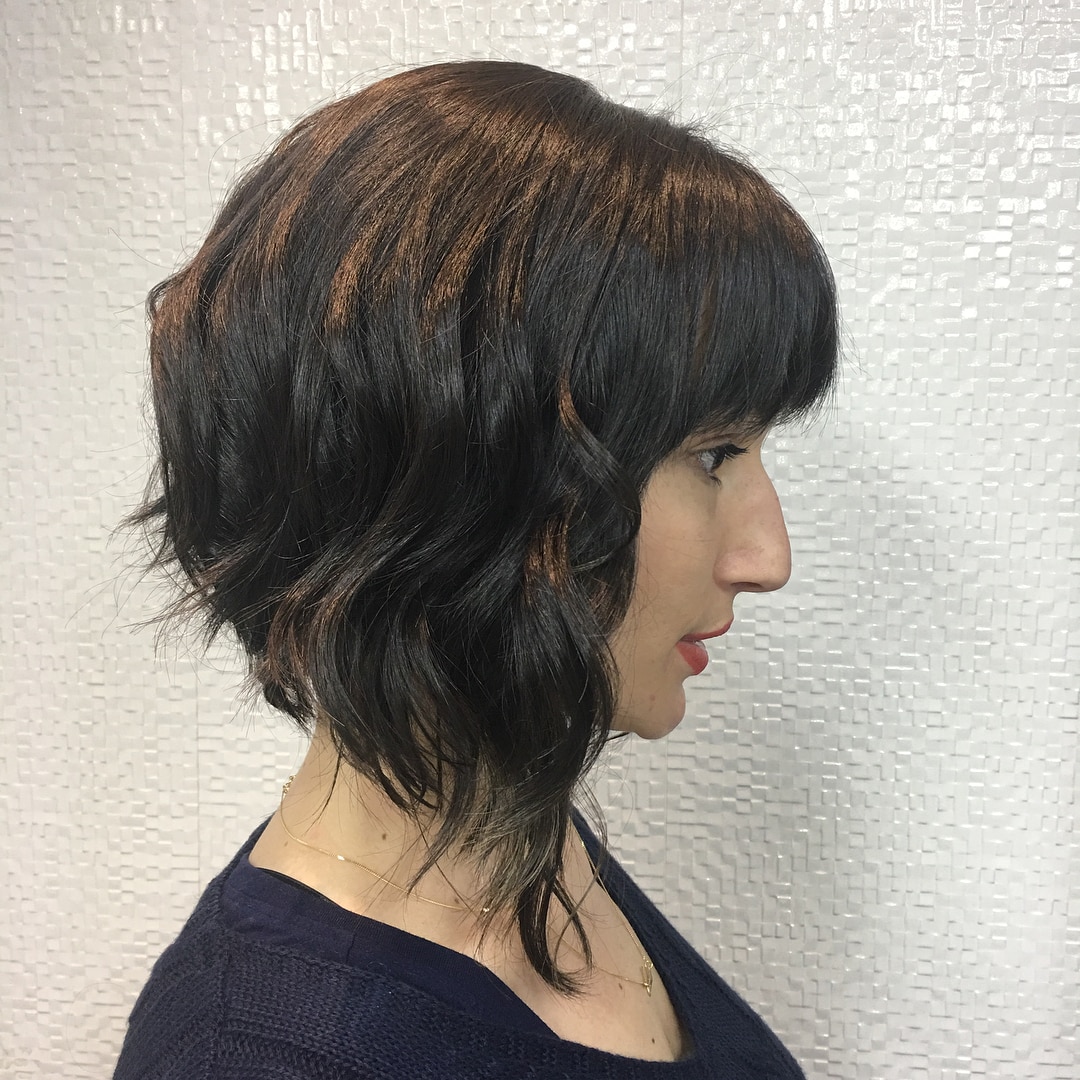 layered angled bob with bangs 1