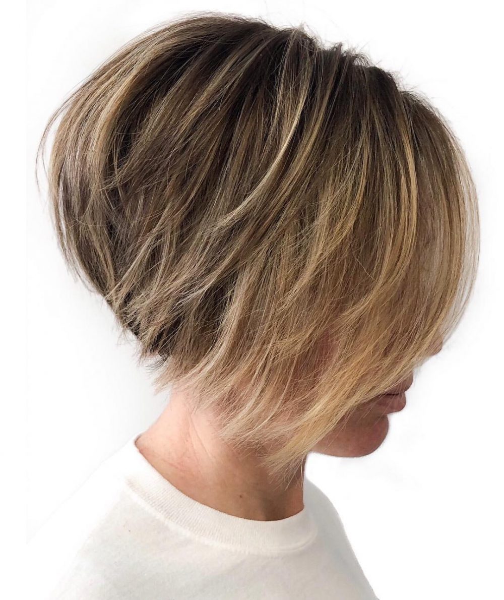 layered bob with long bangs