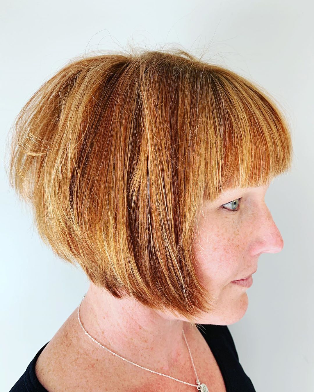 layered inverted bob with bangs