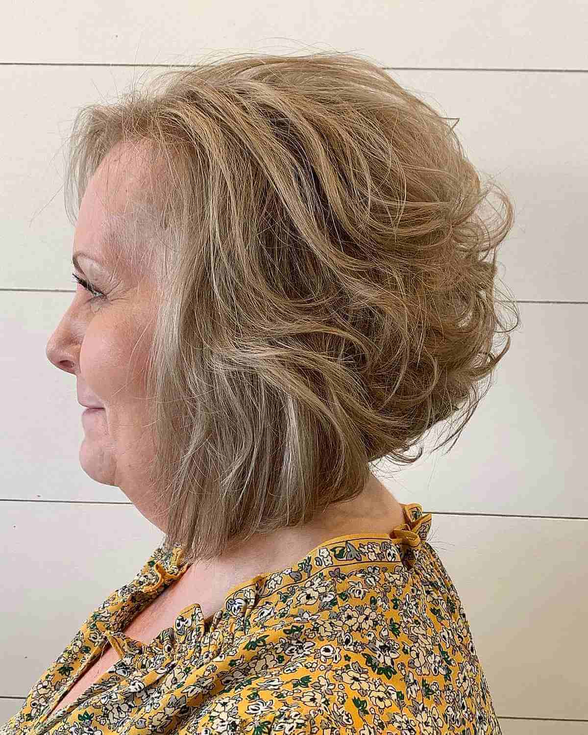 layered long bob for older women with thinner hair
