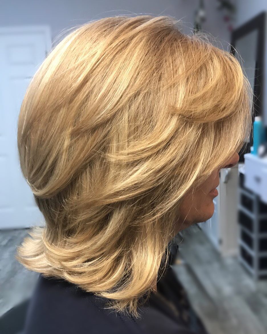 layered long bob with bangs