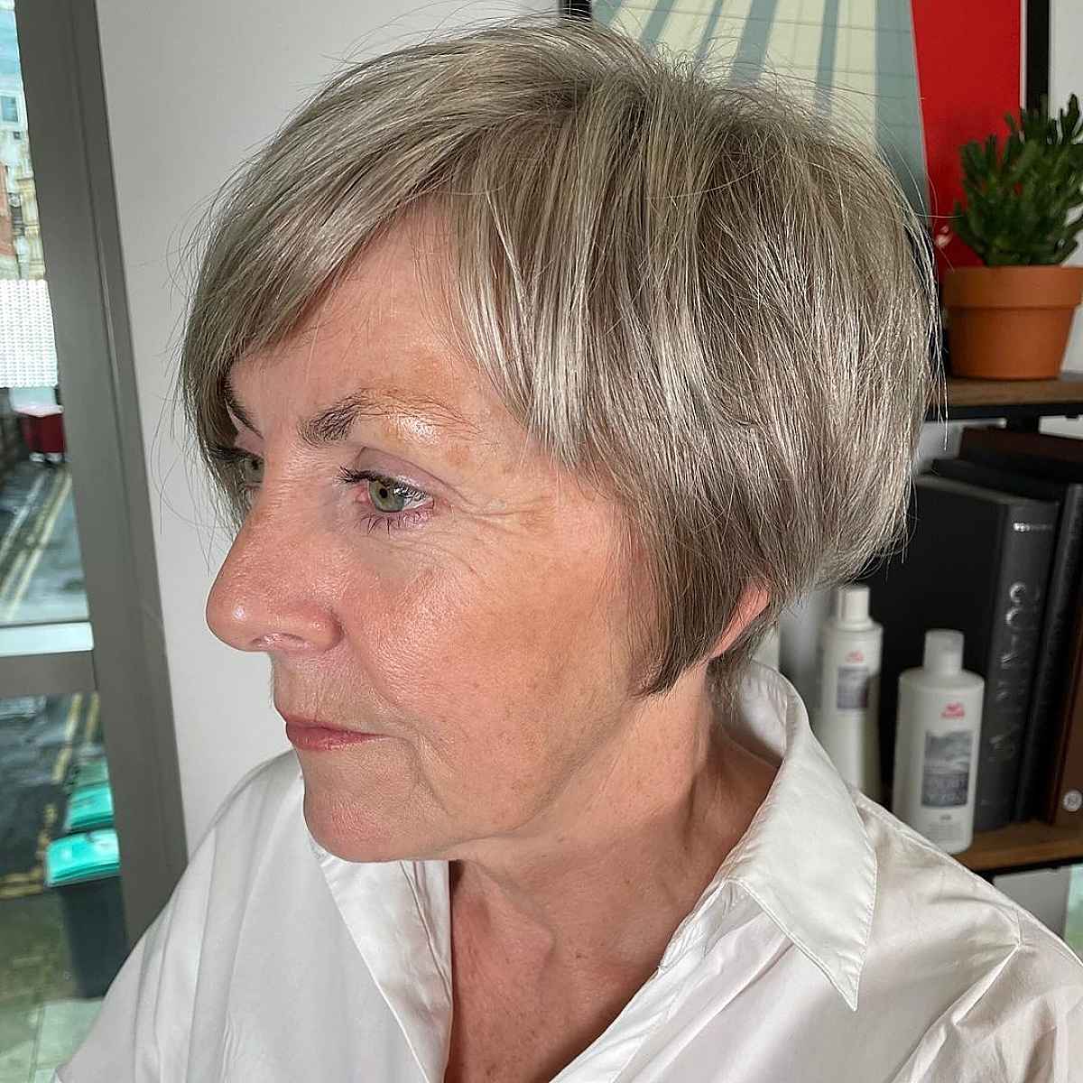 layered pixie bob for a lady passed 60