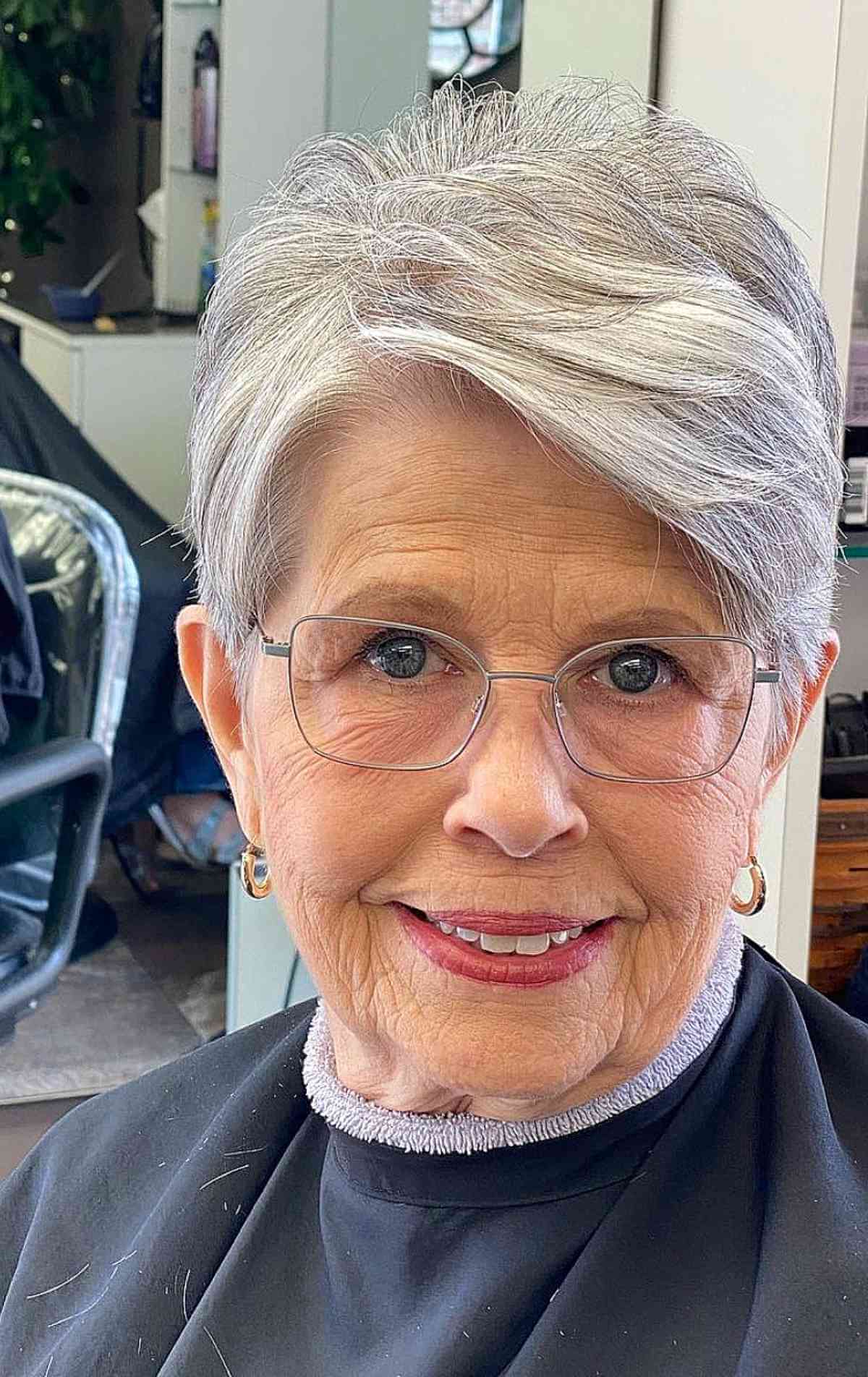 layered pixie for women over 70 with thinning hair
