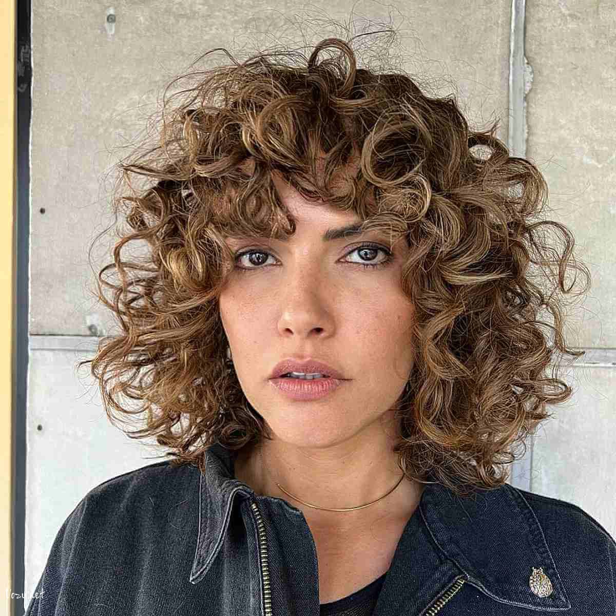 light brown short curly shag cut