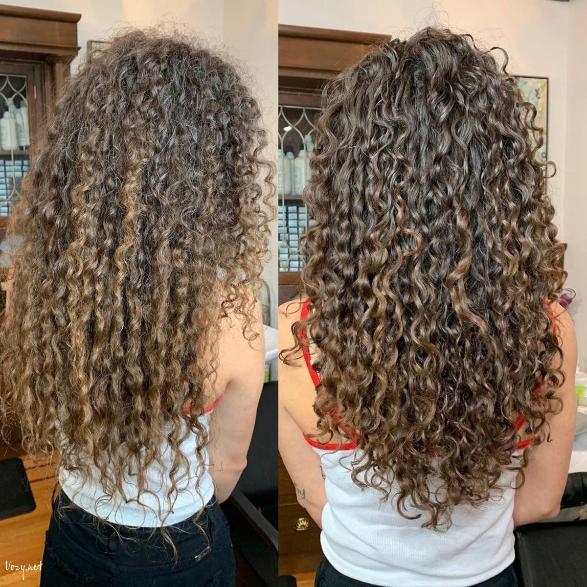 long and curly hair with layers