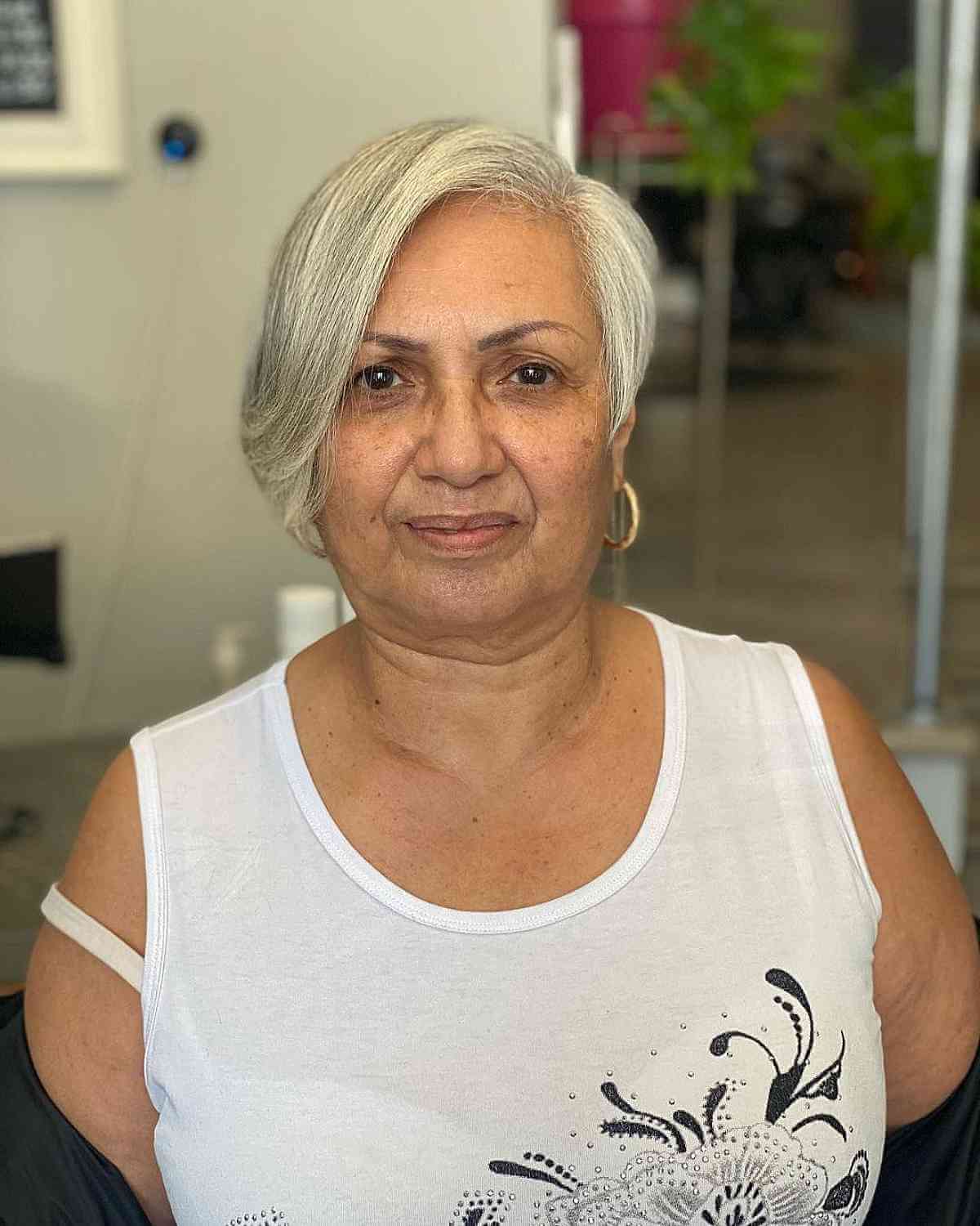 long asymmetrical pixie for ladies past 60