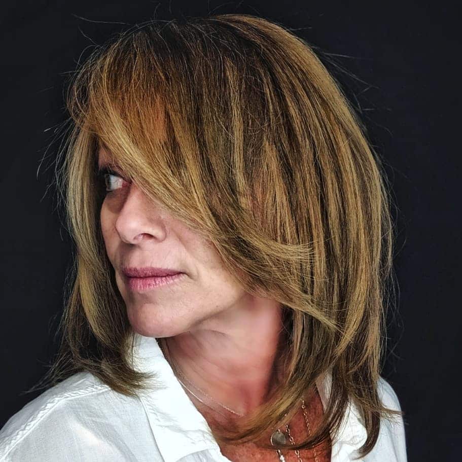 long bob with side bangs and layers