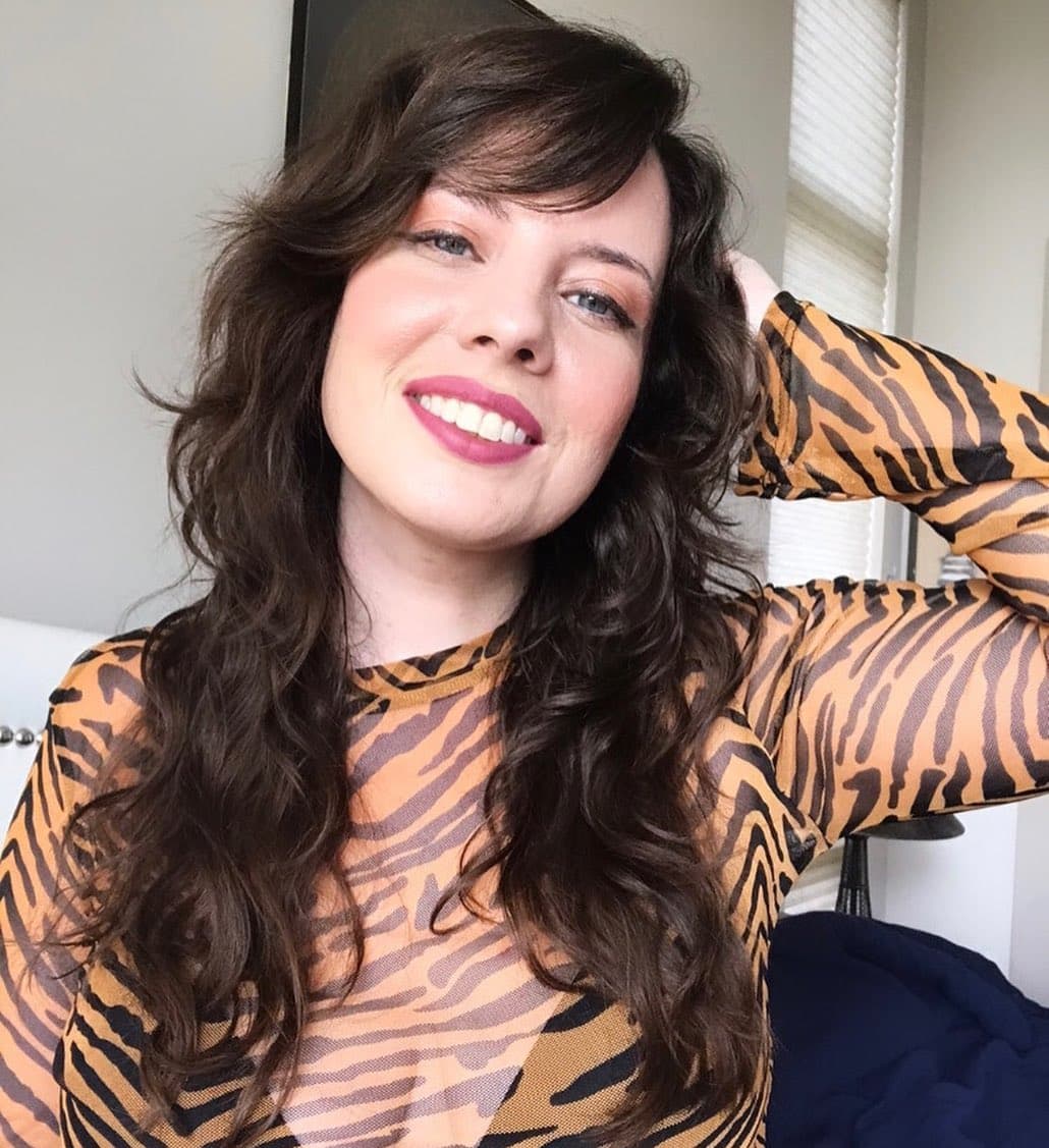long brown shag with side swept bangs 1