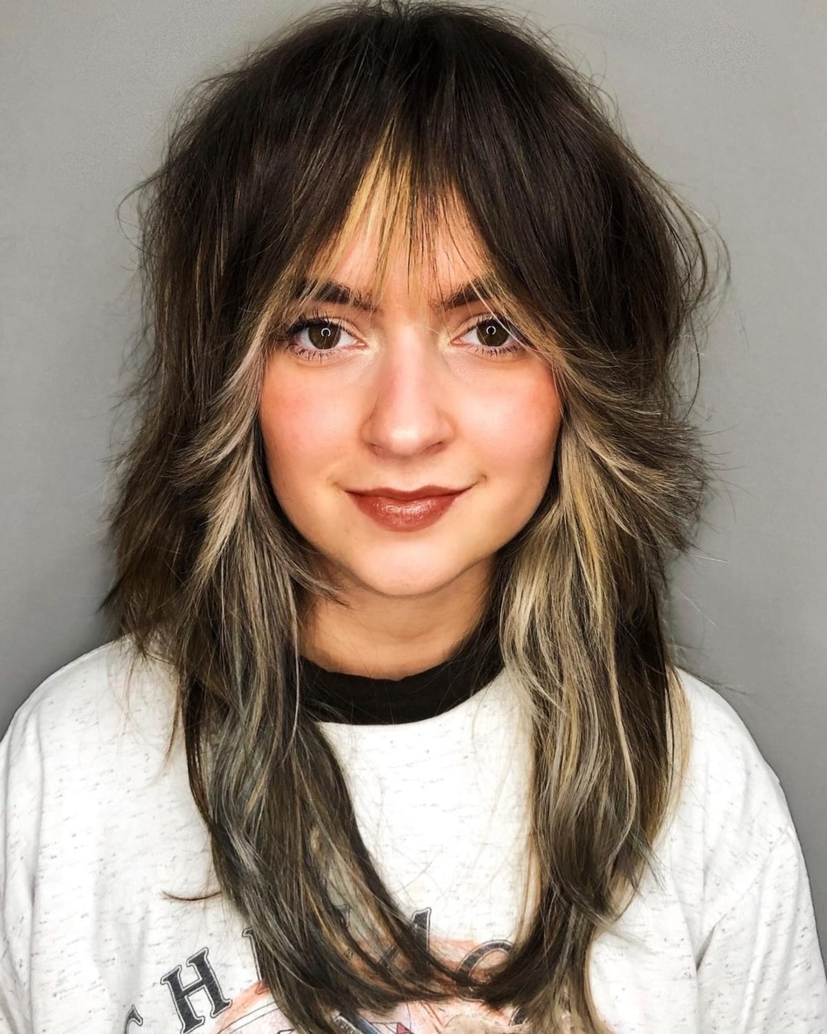 long choppy cut with shaggy layers