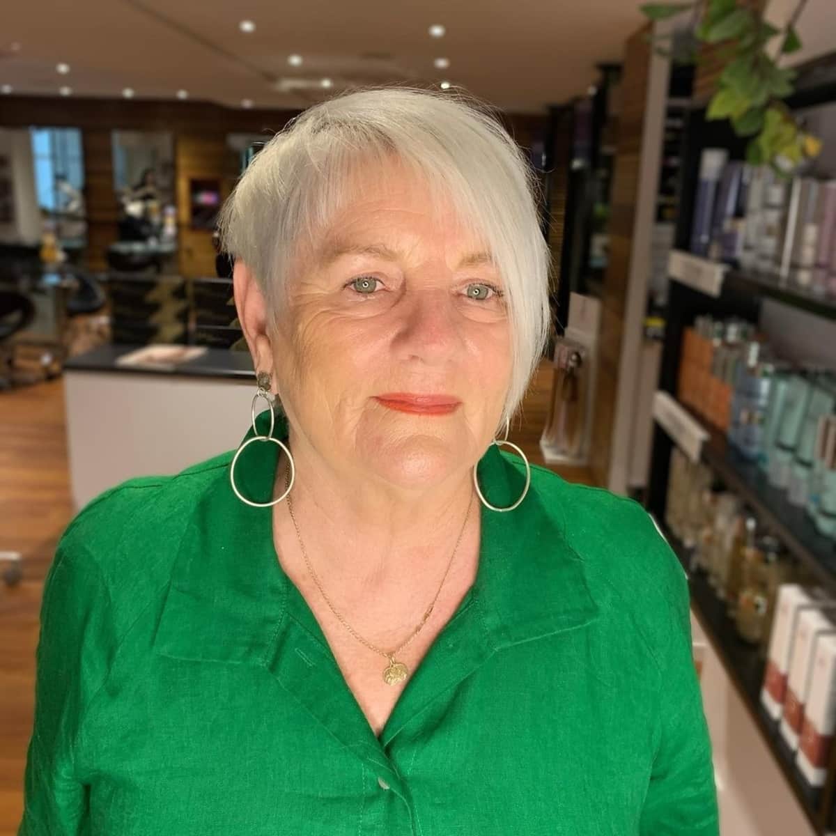 long choppy pixie with bangs for women in their 60s