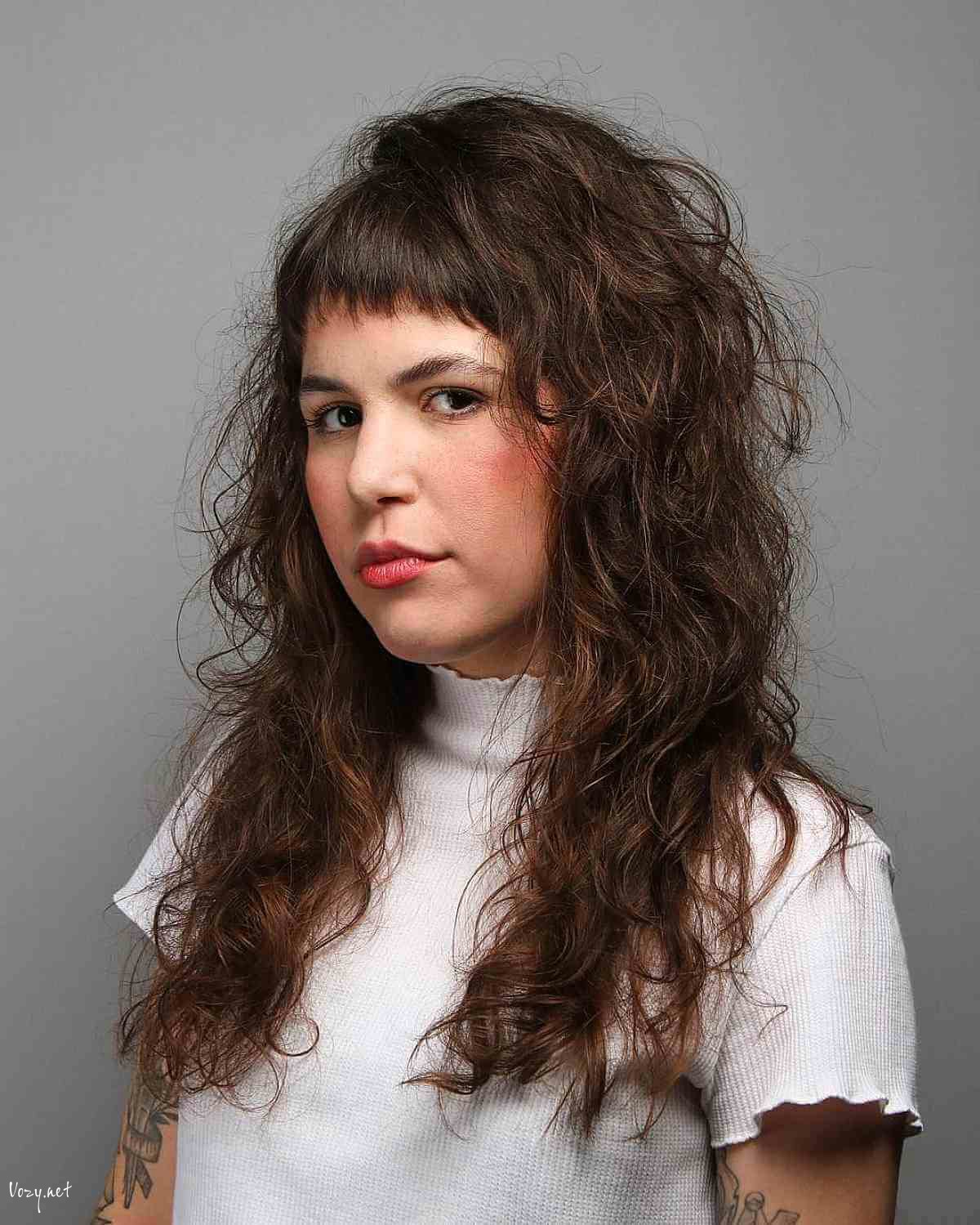 long curly shag with short choppy fringe