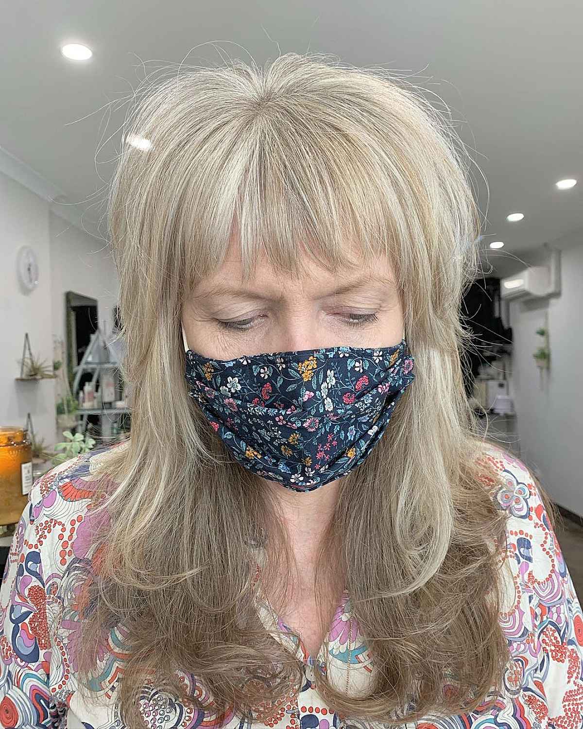 long feathered cut for thin hair for women in their 60s