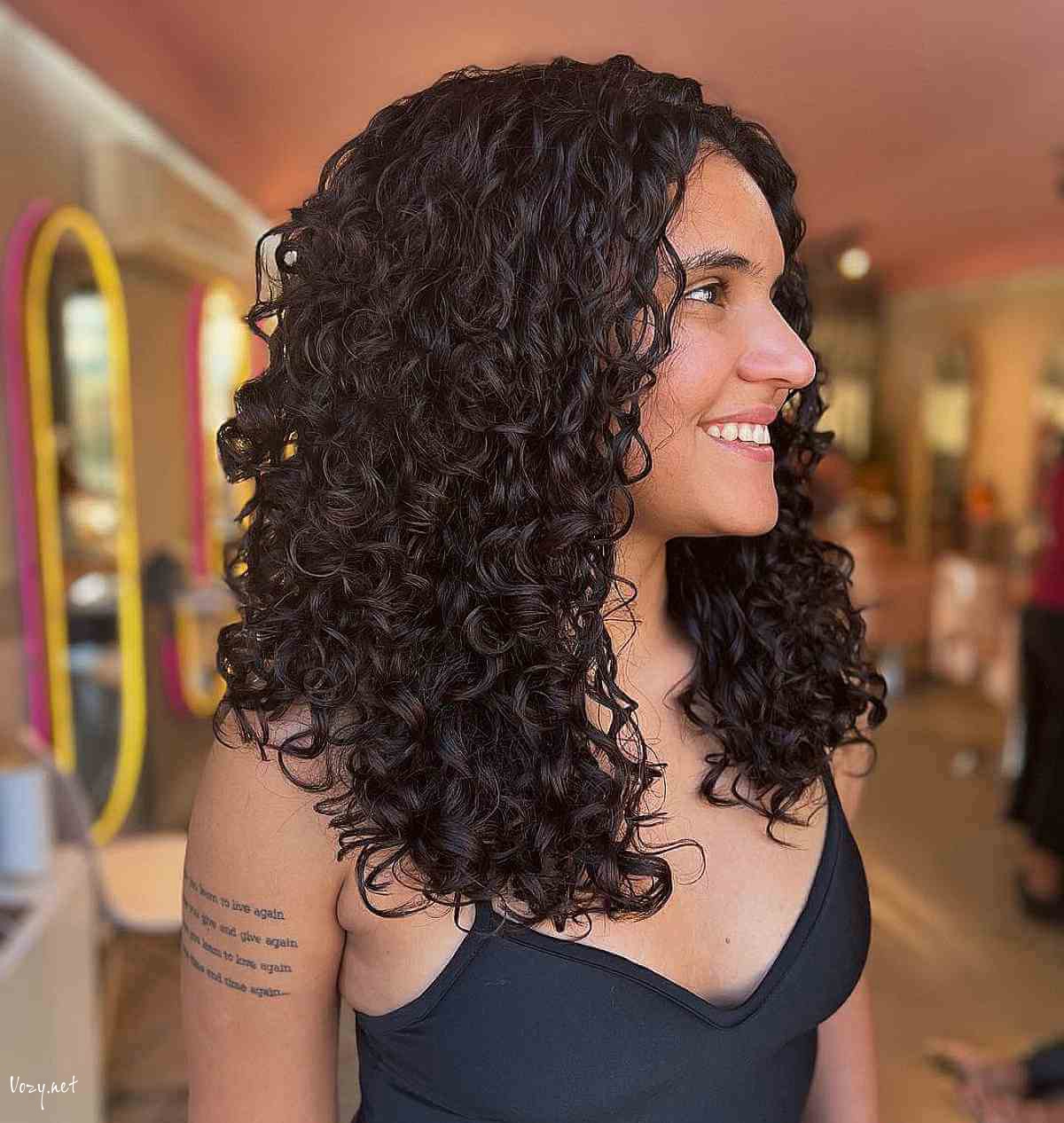 long flowing layered curls