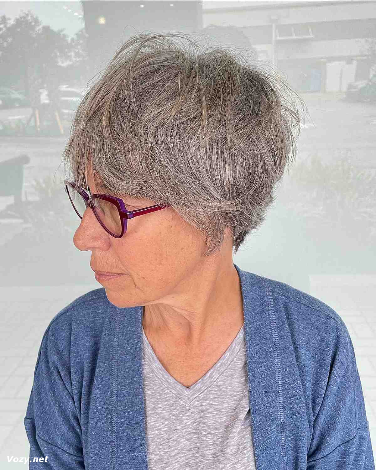 long layered pixie for gray hair