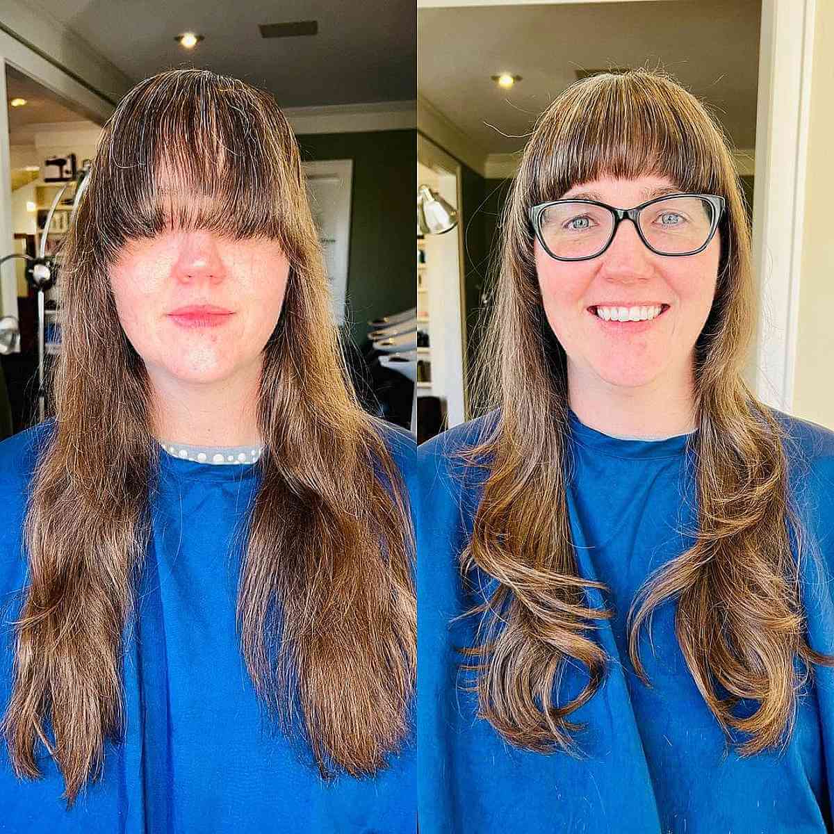 long layers and full bangs for ladies 40 and up