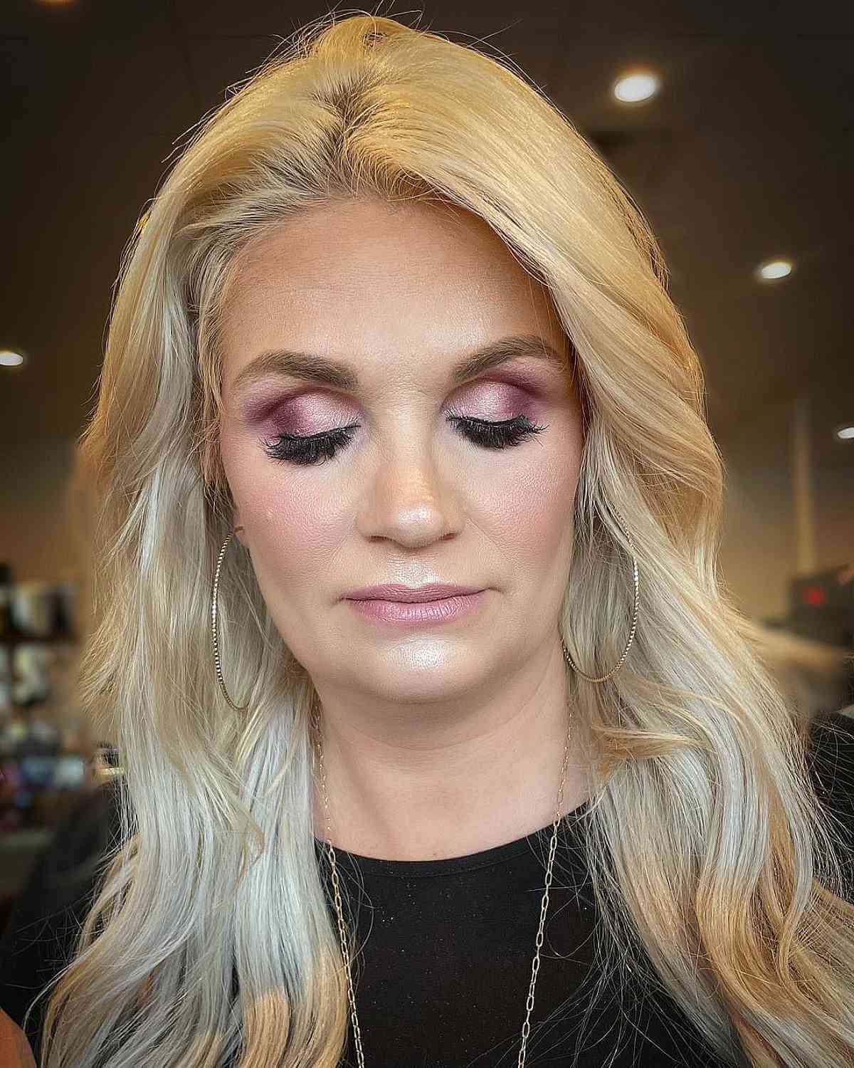 long length hair for square faces for ladies forty and up